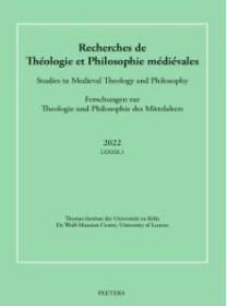 Recherches De Theologie Et Philosophie Medievales