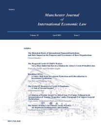 Manchester Journal Of International Economic Law